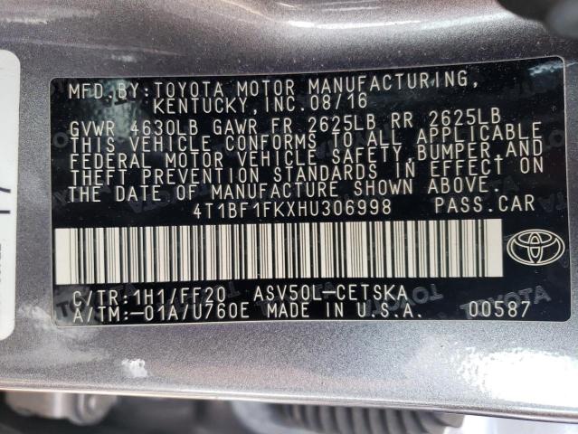 VIN 4T1BF1FKXHU306998 2017 Toyota Camry, LE no.12