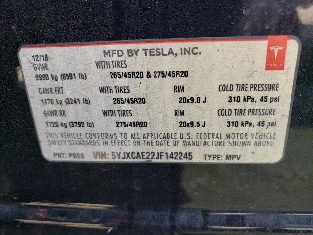 2018 Tesla Model X VIN: 5YJXCAE22JF142245 Lot: 56886284