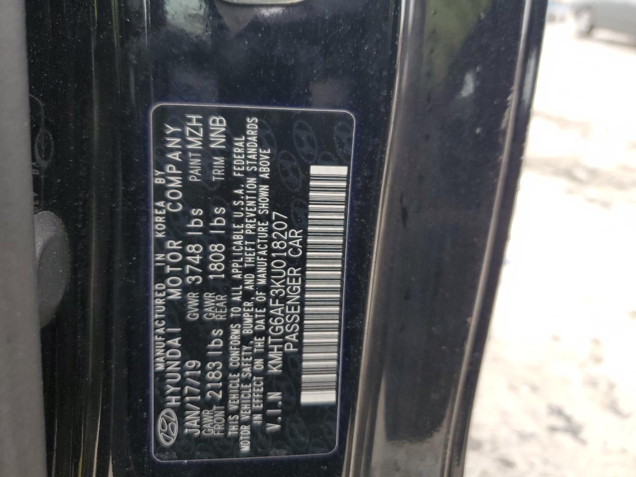 KMHTG6AF3KU018207 2019 Hyundai Veloster Base