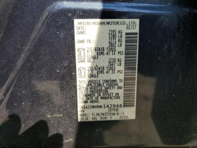 2017 Nissan Murano S VIN: 5N1AZ2MH4HN142948 Lot: 56047364