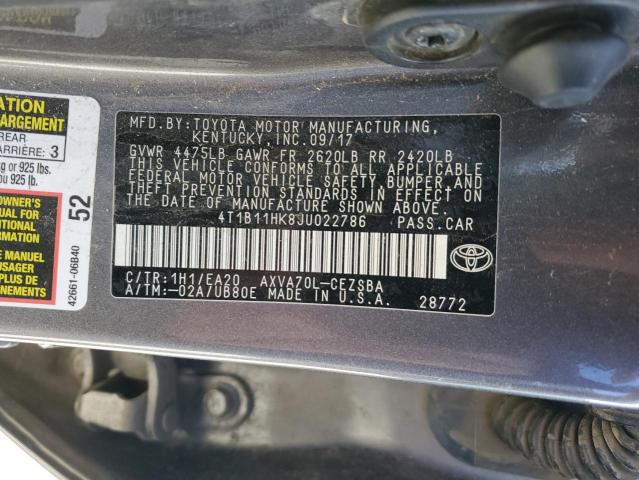 VIN 4T1B11HK8JU022786 2018 Toyota Camry, L no.12