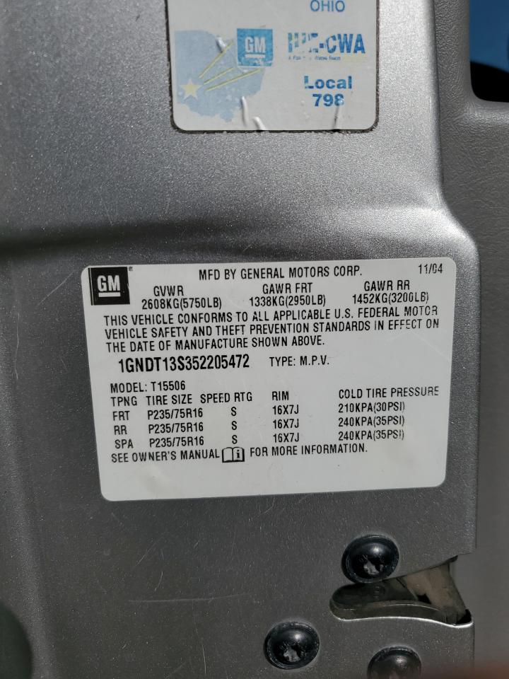 1GNDT13S352205472 2005 Chevrolet Trailblazer Ls