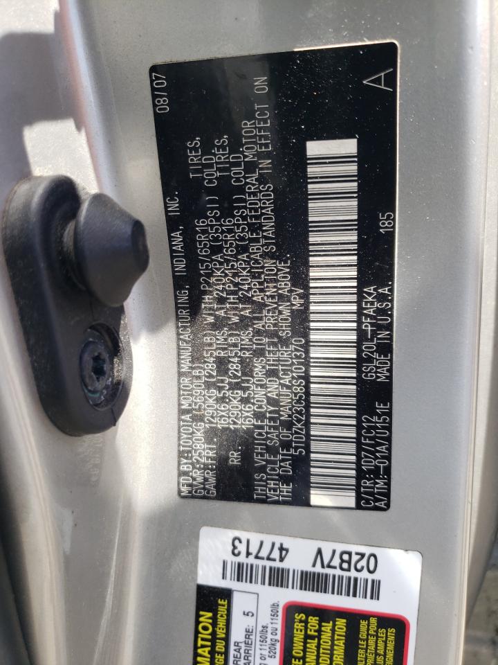 5TDZK23C58S101370 2008 Toyota Sienna Ce