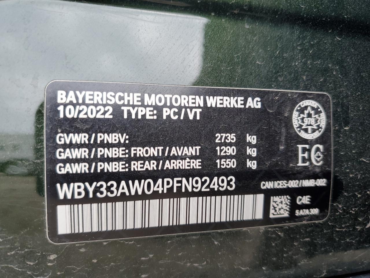 WBY33AW04PFN92493 2023 BMW I4 M50