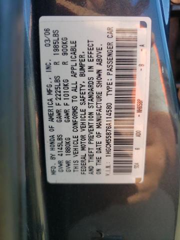 2006 Honda Accord Ex VIN: 1HGCM55876A114580 Lot: 55071244