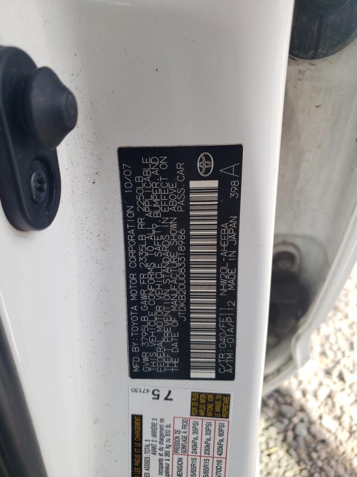 JTDKB20U083318986 2008 Toyota Prius