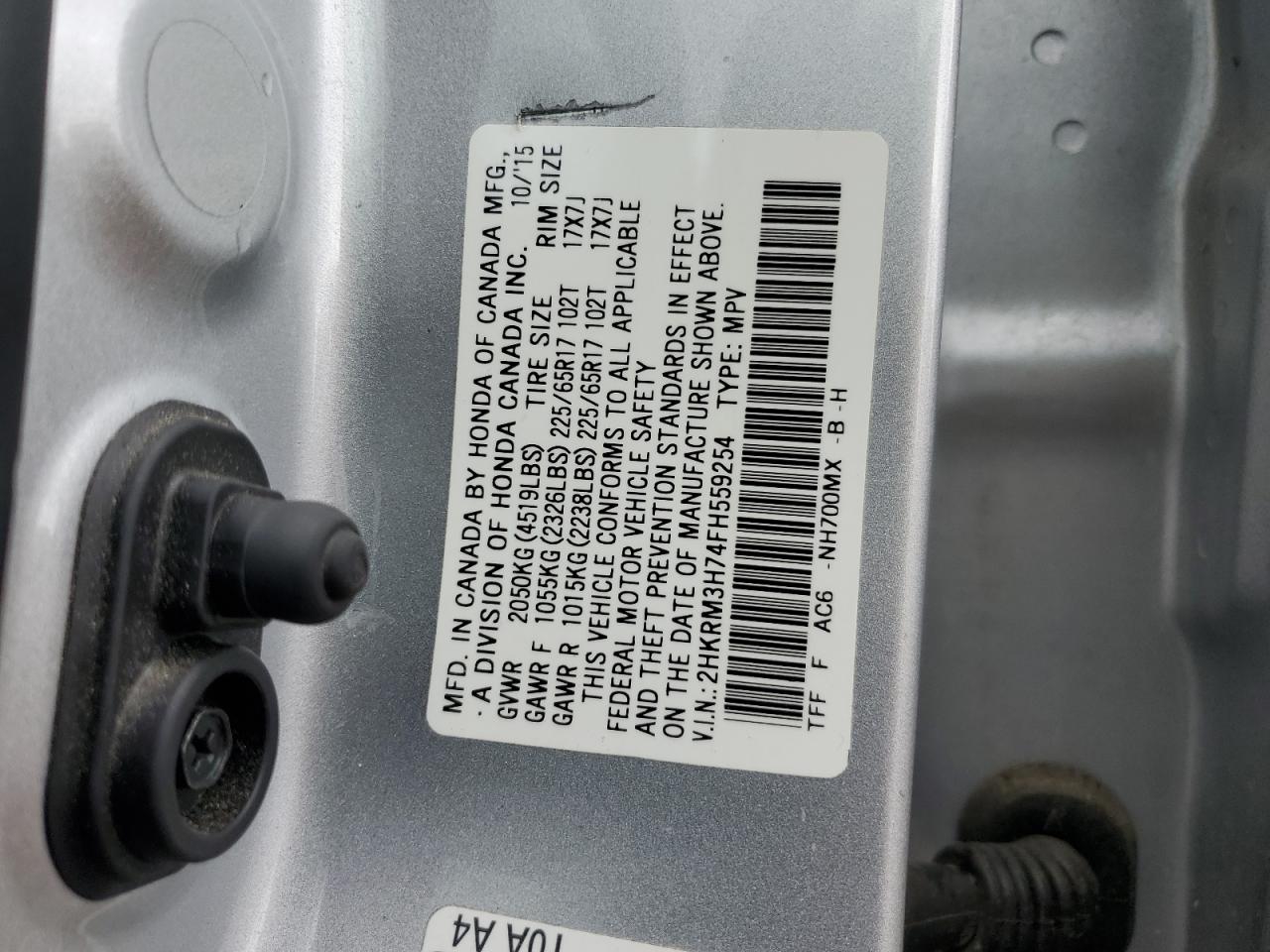 2HKRM3H74FH559254 2015 Honda Cr-V Exl