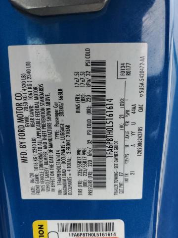 2020 Ford Mustang VIN: 1FA6P8TH0L5161614 Lot: 55501294