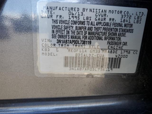 2013 Nissan Sentra S VIN: 3N1AB7AP0DL738119 Lot: 54082454