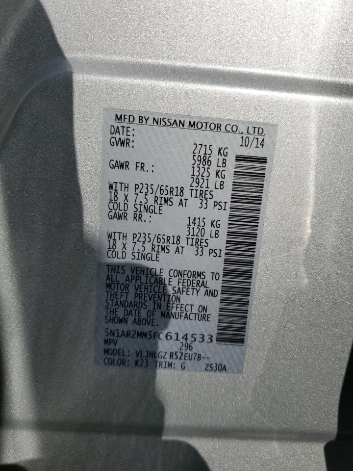 5N1AR2MM5FC614533 2015 Nissan Pathfinder S