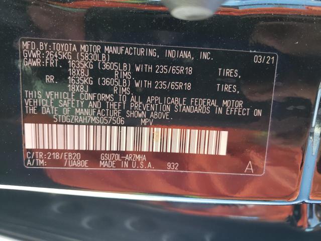 VIN 5TDGZRAH7MS057506 2021 Toyota Highlander, Xle no.13