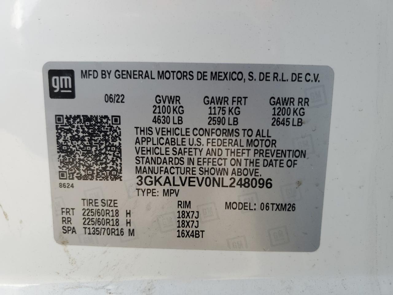 3GKALVEV0NL248096 2022 GMC Terrain Slt