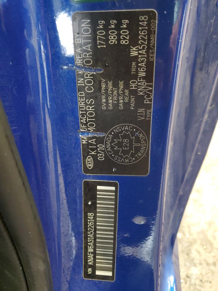 KNAFW6A31A5226148 2010 Kia Forte Sx