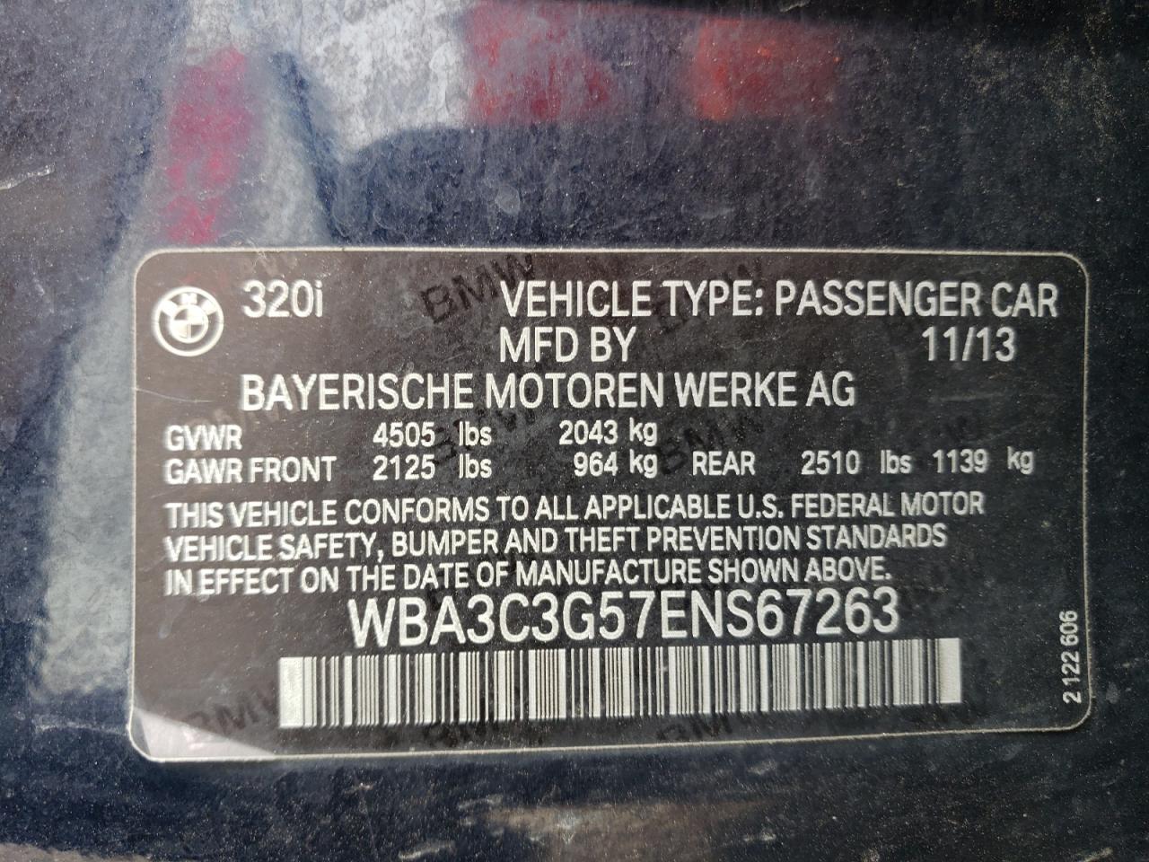 WBA3C3G57ENS67263 2014 BMW 320 I xDrive