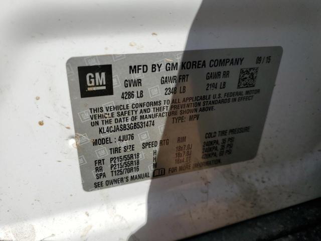 2016 Buick Encore VIN: KL4CJASB3GB531474 Lot: 53407094