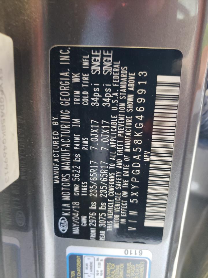 5XYPGDA58KG469913 2019 Kia Sorento Lx