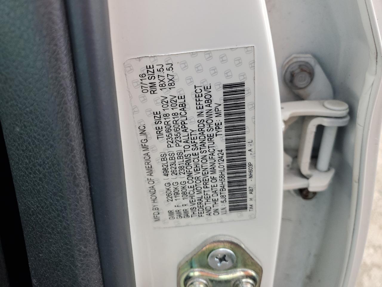 5J8TB4H58HL012424 2017 Acura Rdx Technology