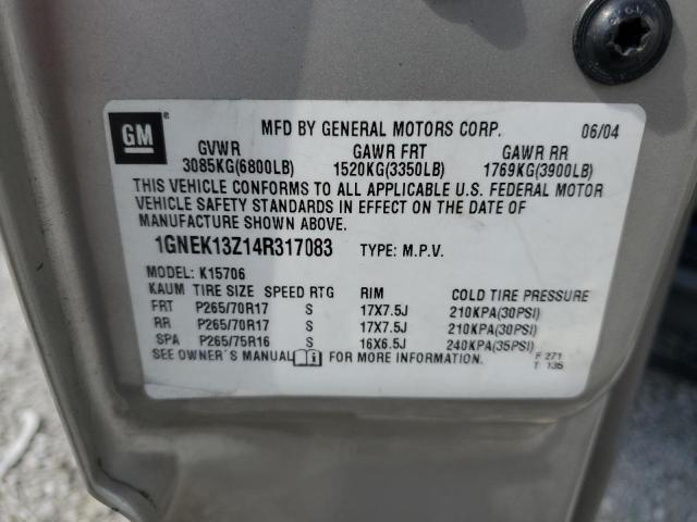 2004 Chevrolet Tahoe K1500 VIN: 1GNEK13Z14R317083 Lot: 54148774