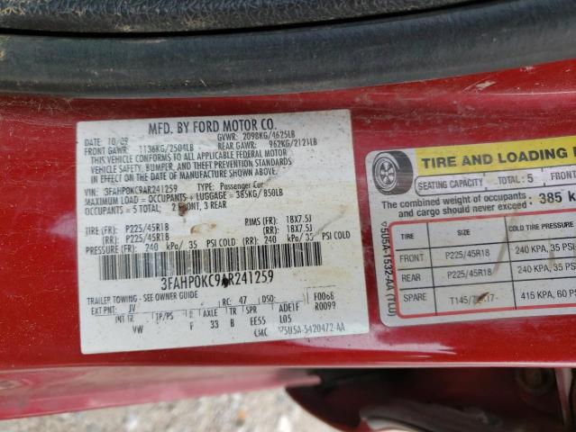 2010 Ford Fusion Sport VIN: 3FAHP0KC9AR241259 Lot: 54152694