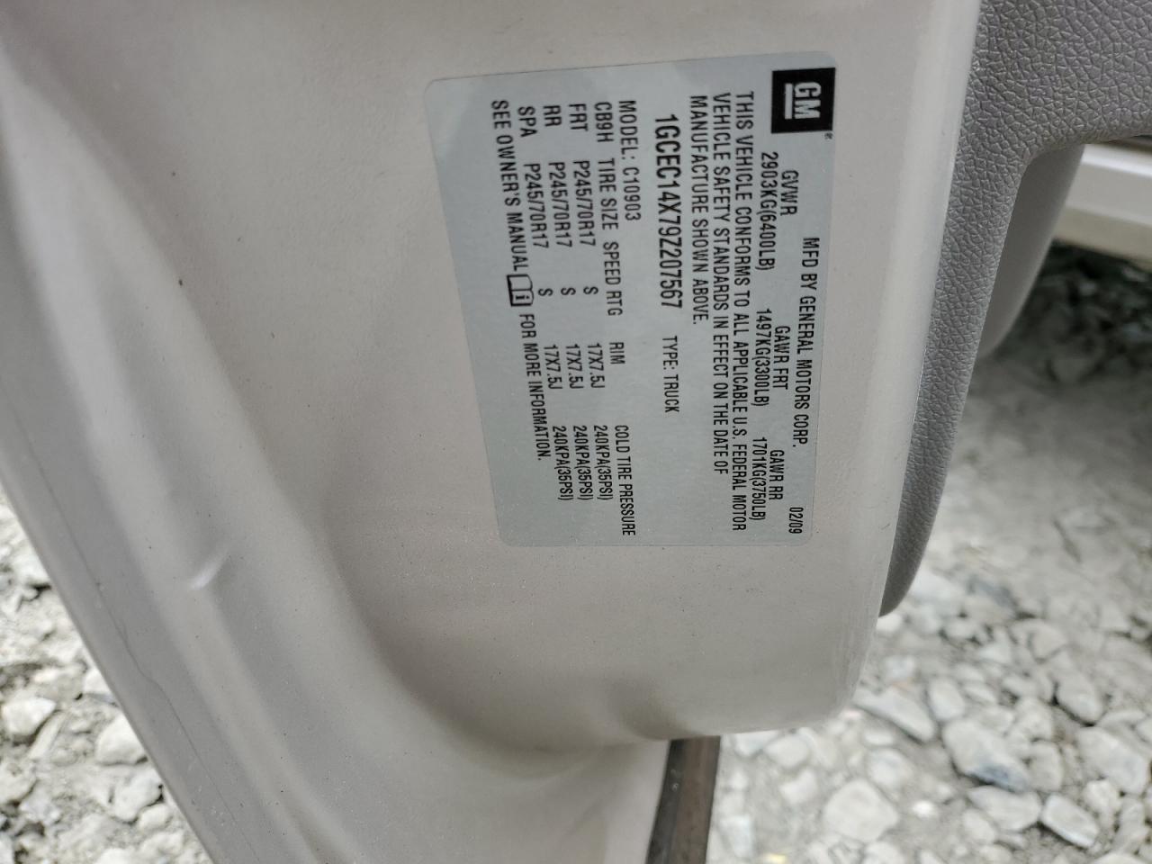 1GCEC14X79Z207567 2009 Chevrolet Silverado C1500