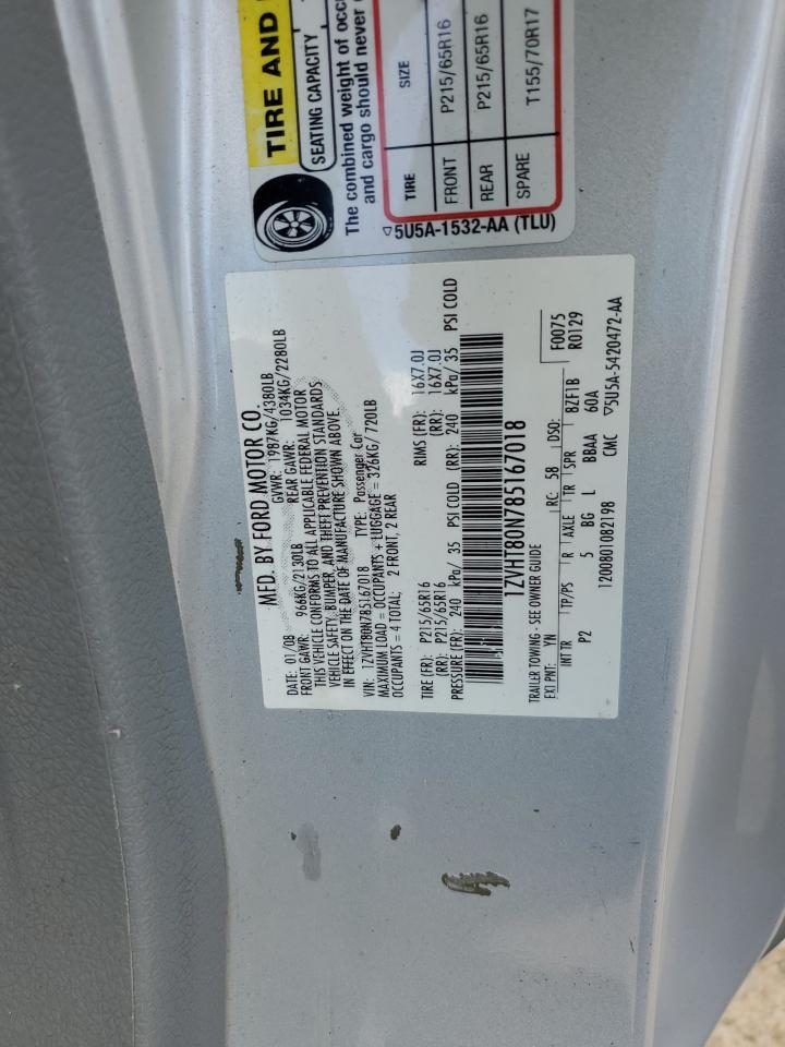 1ZVHT80N785167018 2008 Ford Mustang