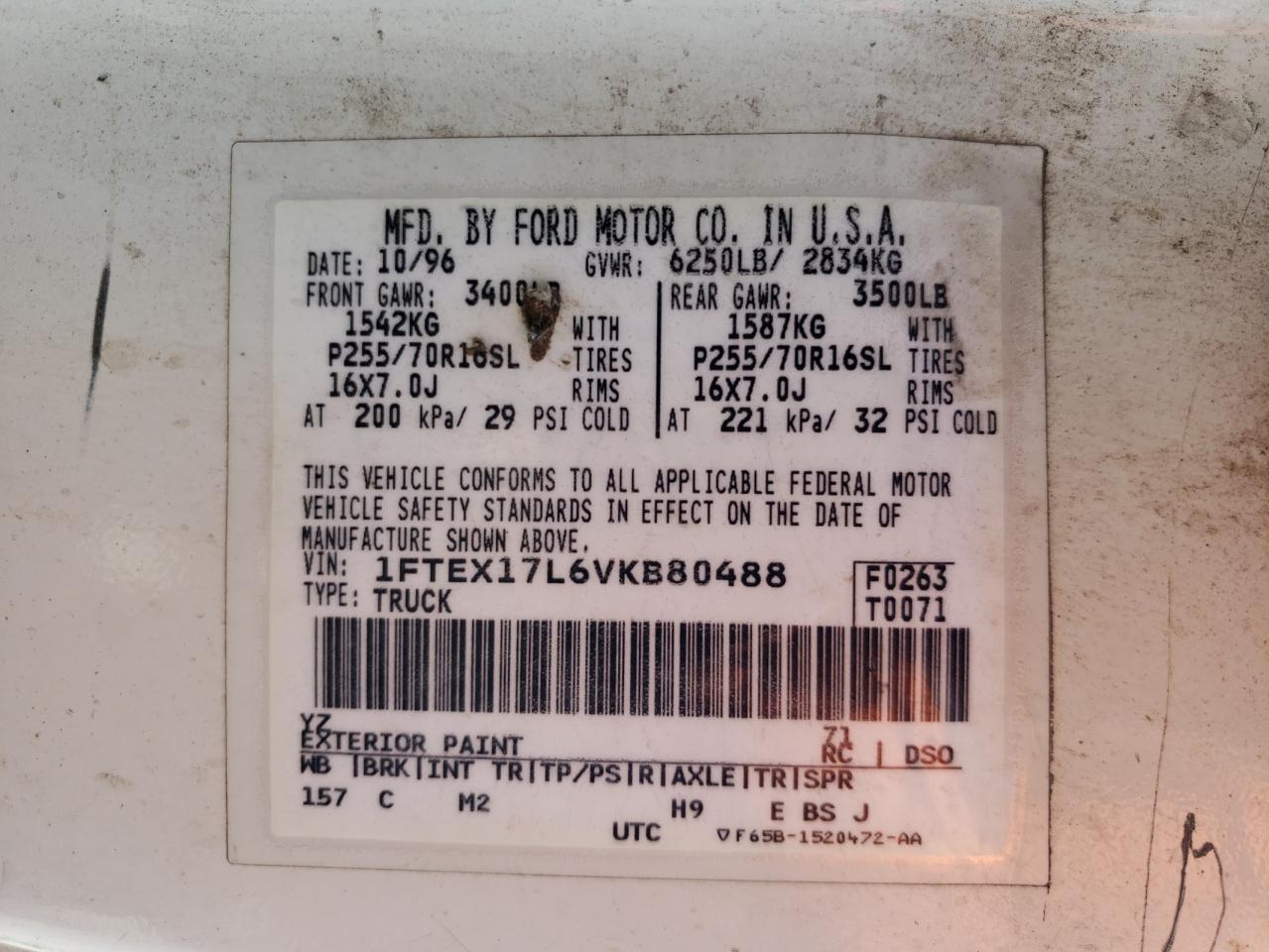 1FTEX17L6VKB80488 1997 Ford F150