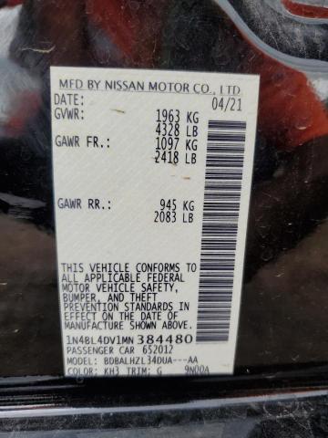 2021 Nissan Altima Sv VIN: 1N4BL4DV1MN384480 Lot: 54851344