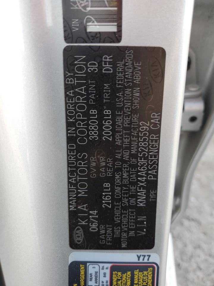 KNAFX4A63F5285592 2015 Kia Forte Lx