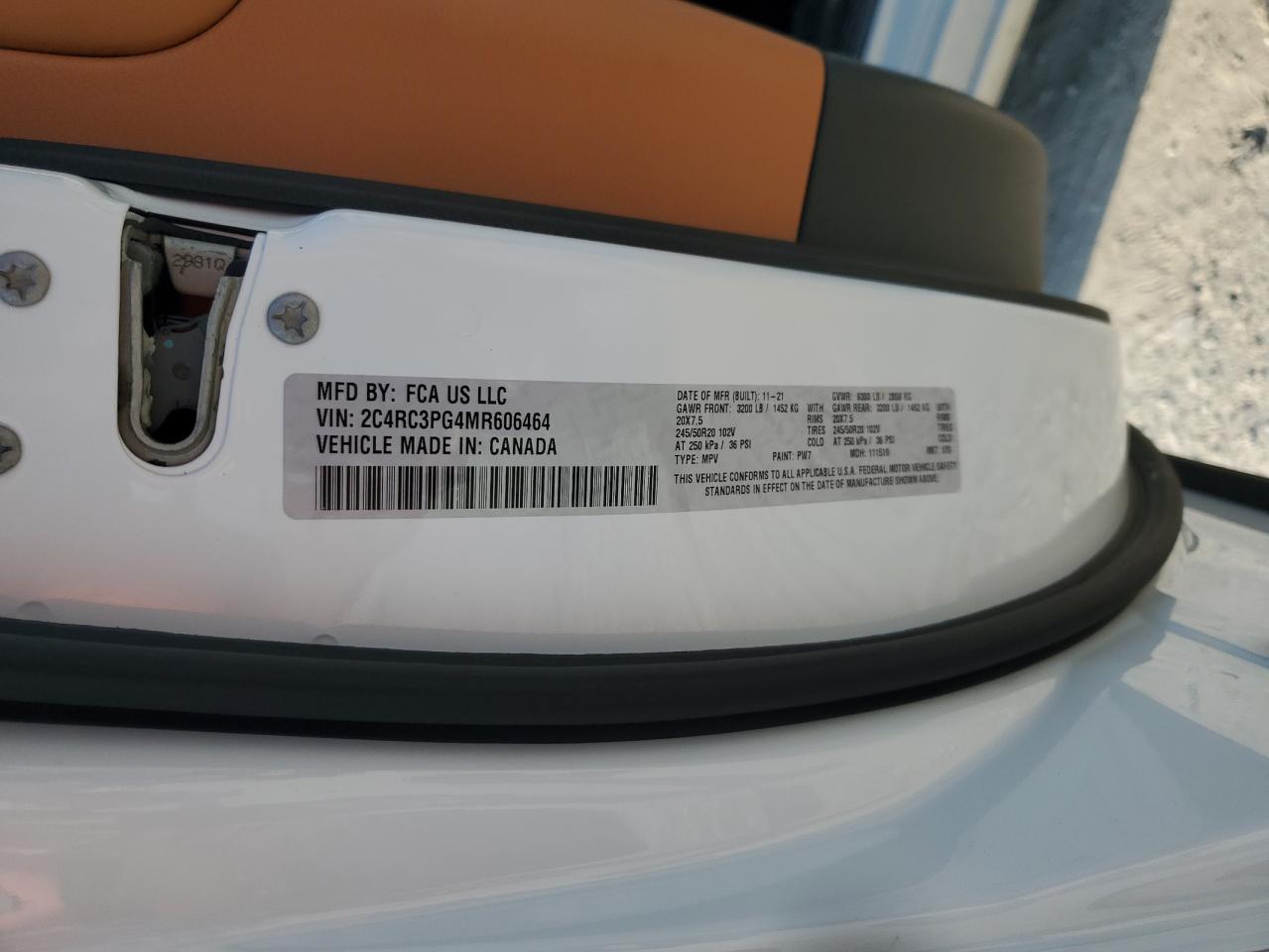 2C4RC3PG4MR606464 2021 Chrysler Pacifica Pinnacle