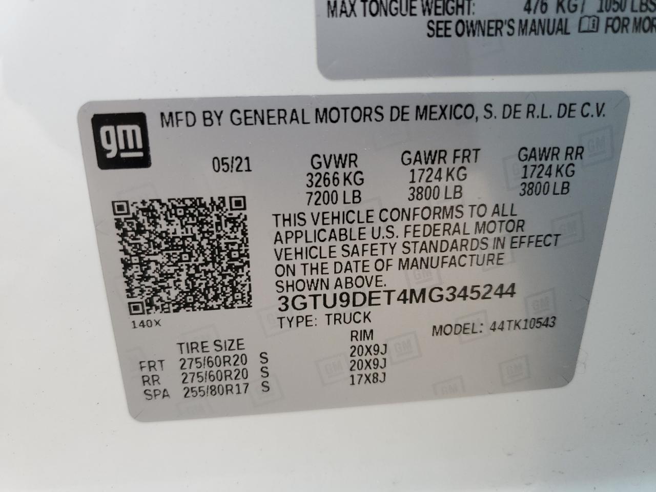 3GTU9DET4MG345244 2021 GMC Sierra K1500 Slt