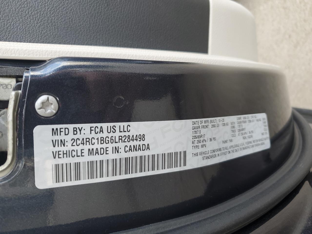 2C4RC1BG6LR284498 2020 Chrysler Pacifica Touring L