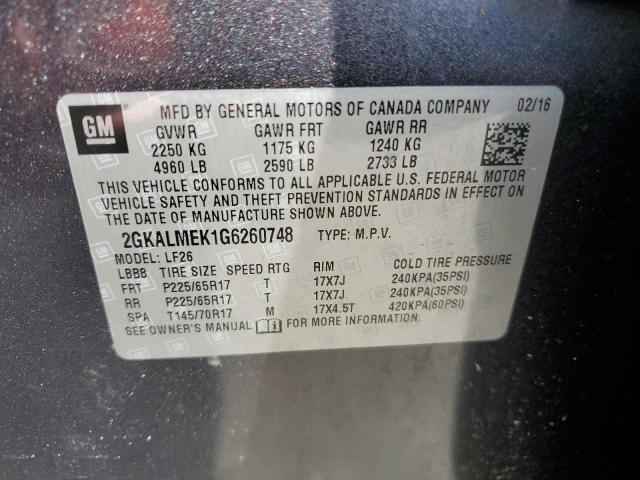 2016 GMC Terrain Sle VIN: 2GKALMEK1G6260748 Lot: 56202114