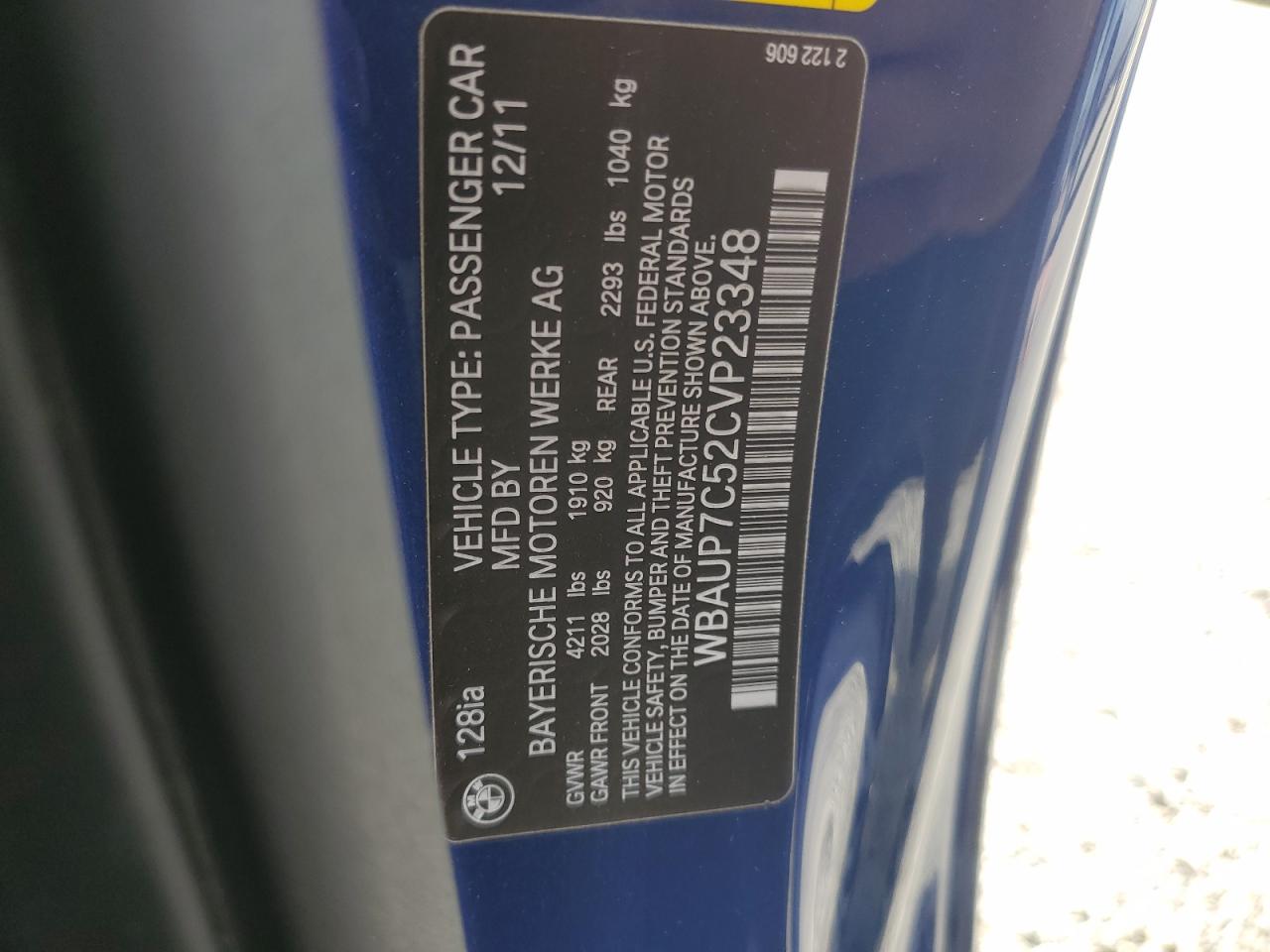 WBAUP7C52CVP23348 2012 BMW 128 I