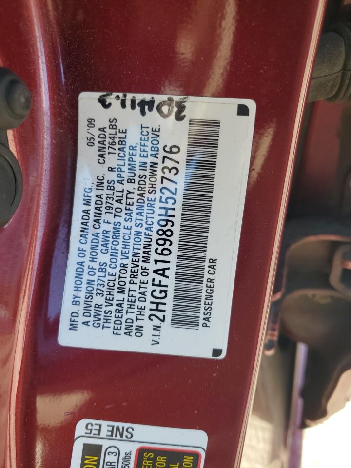 2HGFA16989H527376 2009 Honda Civic Exl