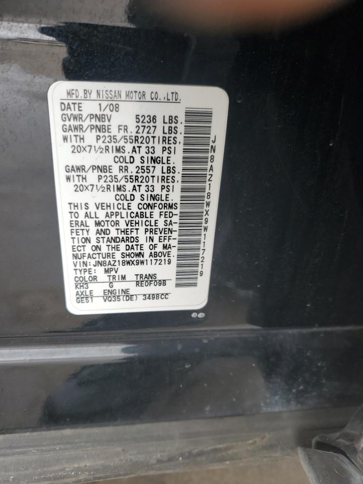 JN8AZ18WX9W117219 2009 Nissan Murano S