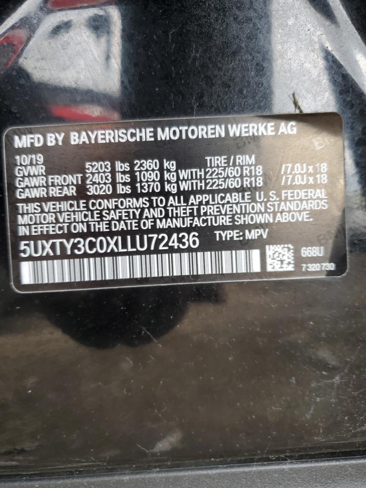 5UXTY3C0XLLU72436 2020 BMW X3 Sdrive30I