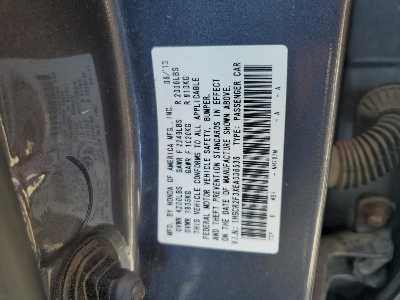 1HGCR2F3XEA006536 2014 Honda Accord Lx