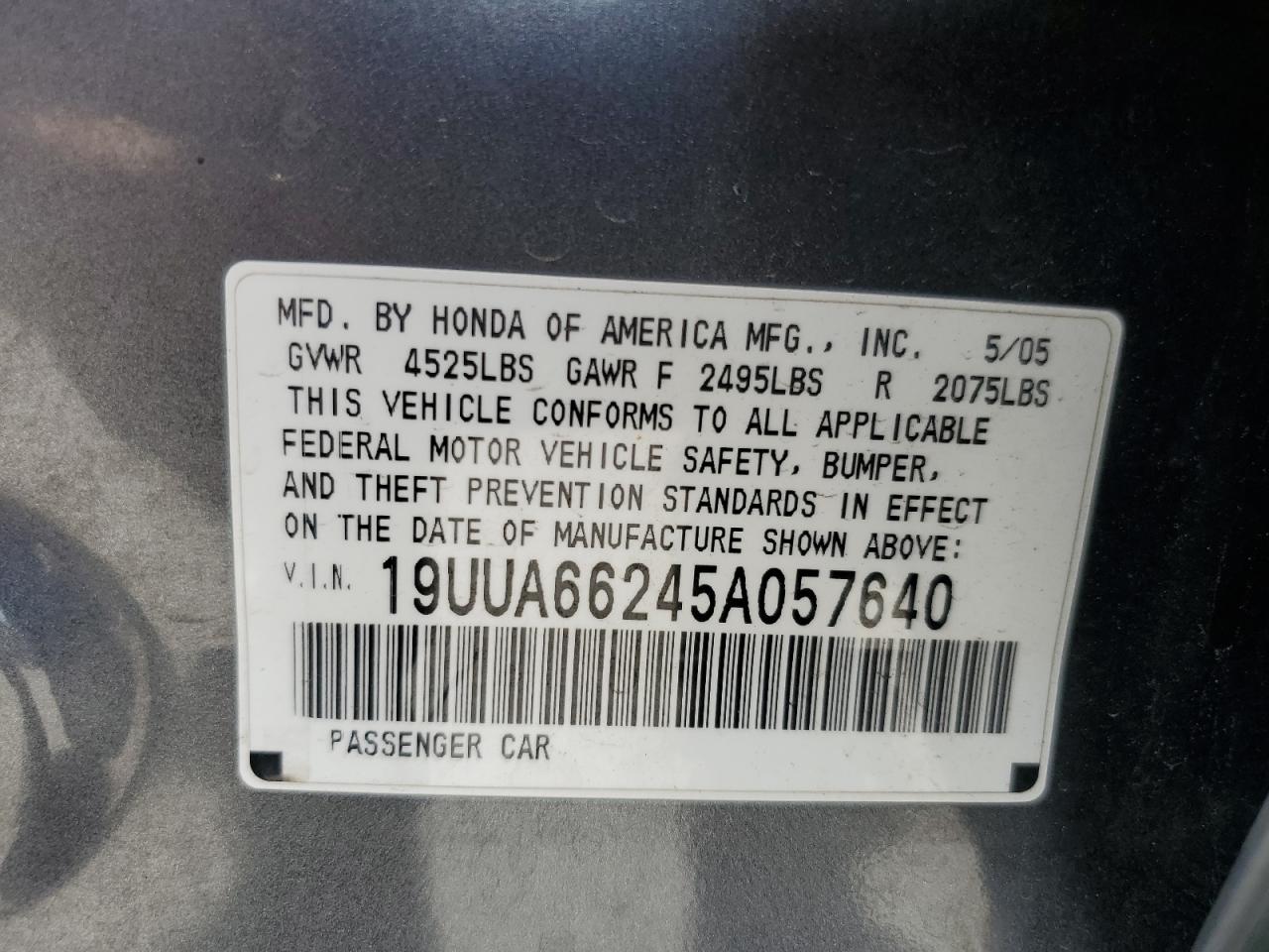 19UUA66245A057640 2005 Acura Tl