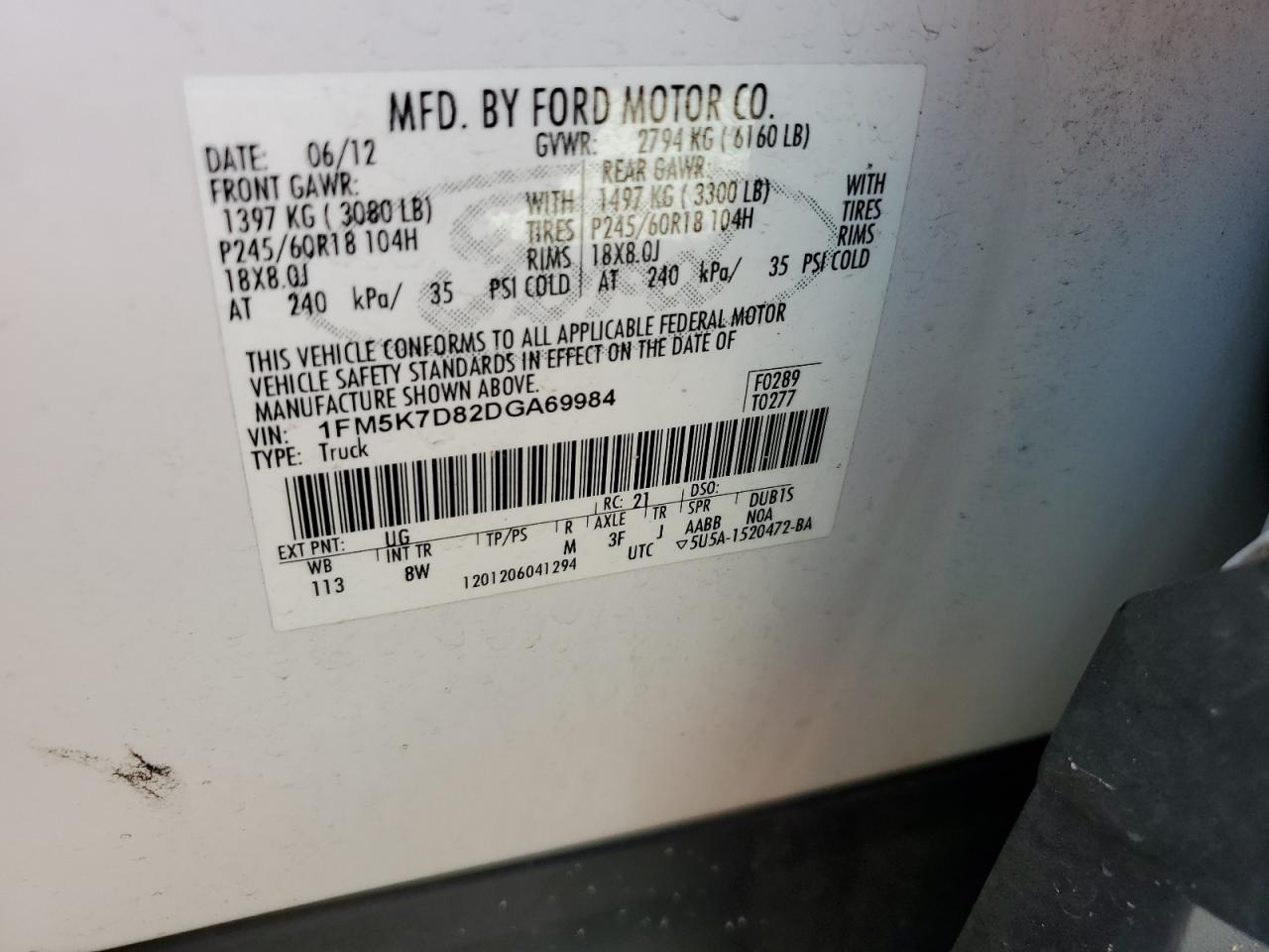 1FM5K7D82DGA69984 2013 Ford Explorer Xlt