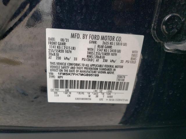 2021 Ford Explorer Limited VIN: 1FMSK7FH7MGB95189 Lot: 57037084
