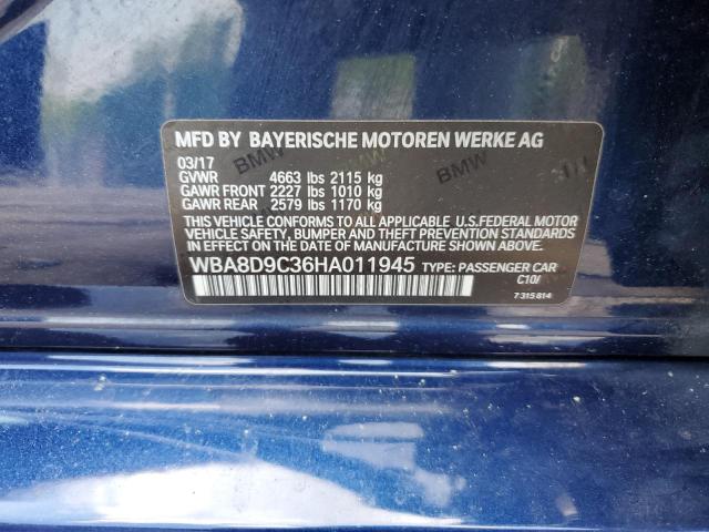 2017 BMW 330 Xi VIN: WBA8D9C36HA011945 Lot: 55274904