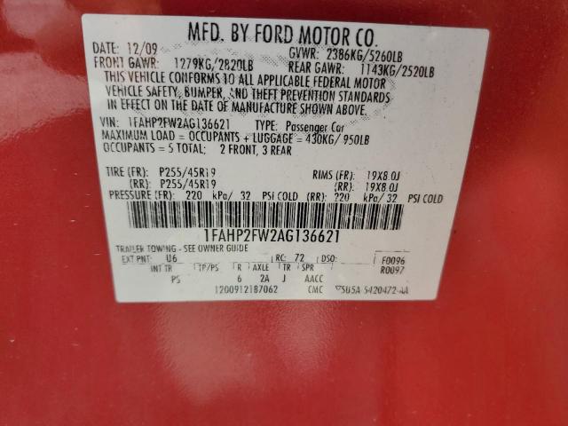 2010 Ford Taurus Limited VIN: 1FAHP2FW2AG136621 Lot: 55873914