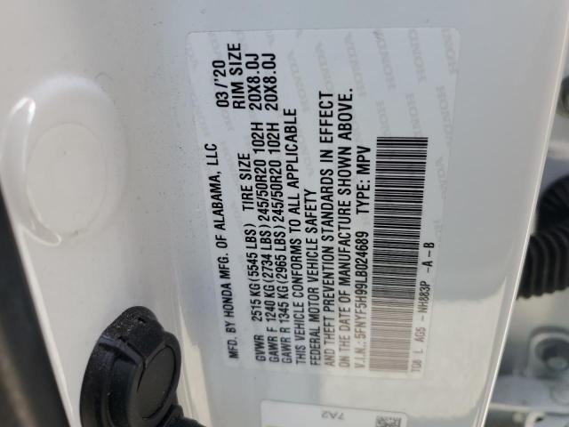 2020 Honda Pilot Touring VIN: 5FNYF5H99LB024689 Lot: 54465284