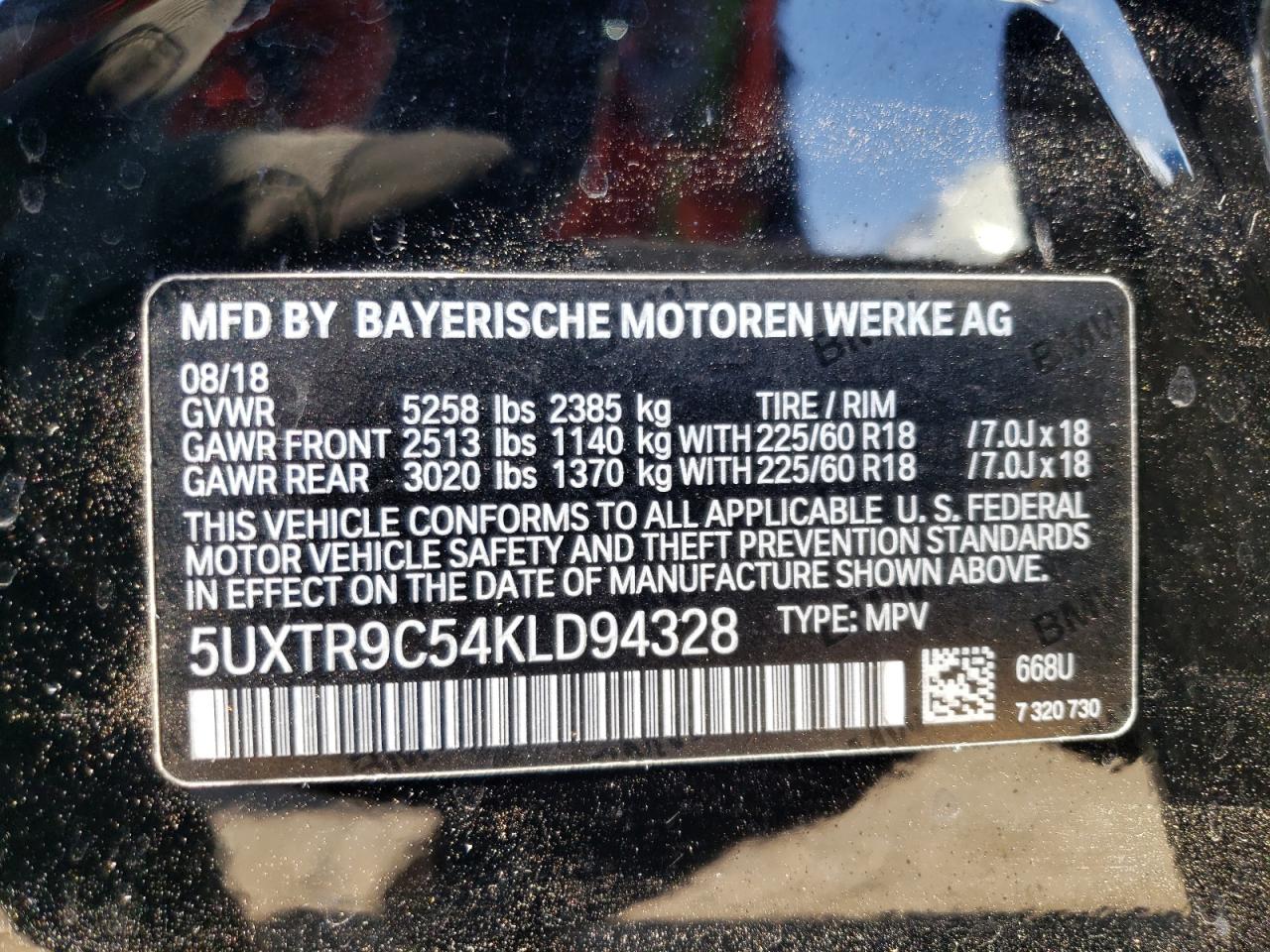 5UXTR9C54KLD94328 2019 BMW X3 xDrive30I