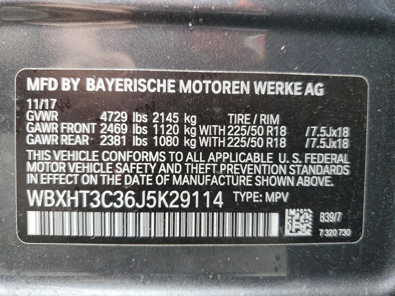 WBXHT3C36J5K29114 2018 BMW X1 xDrive28I