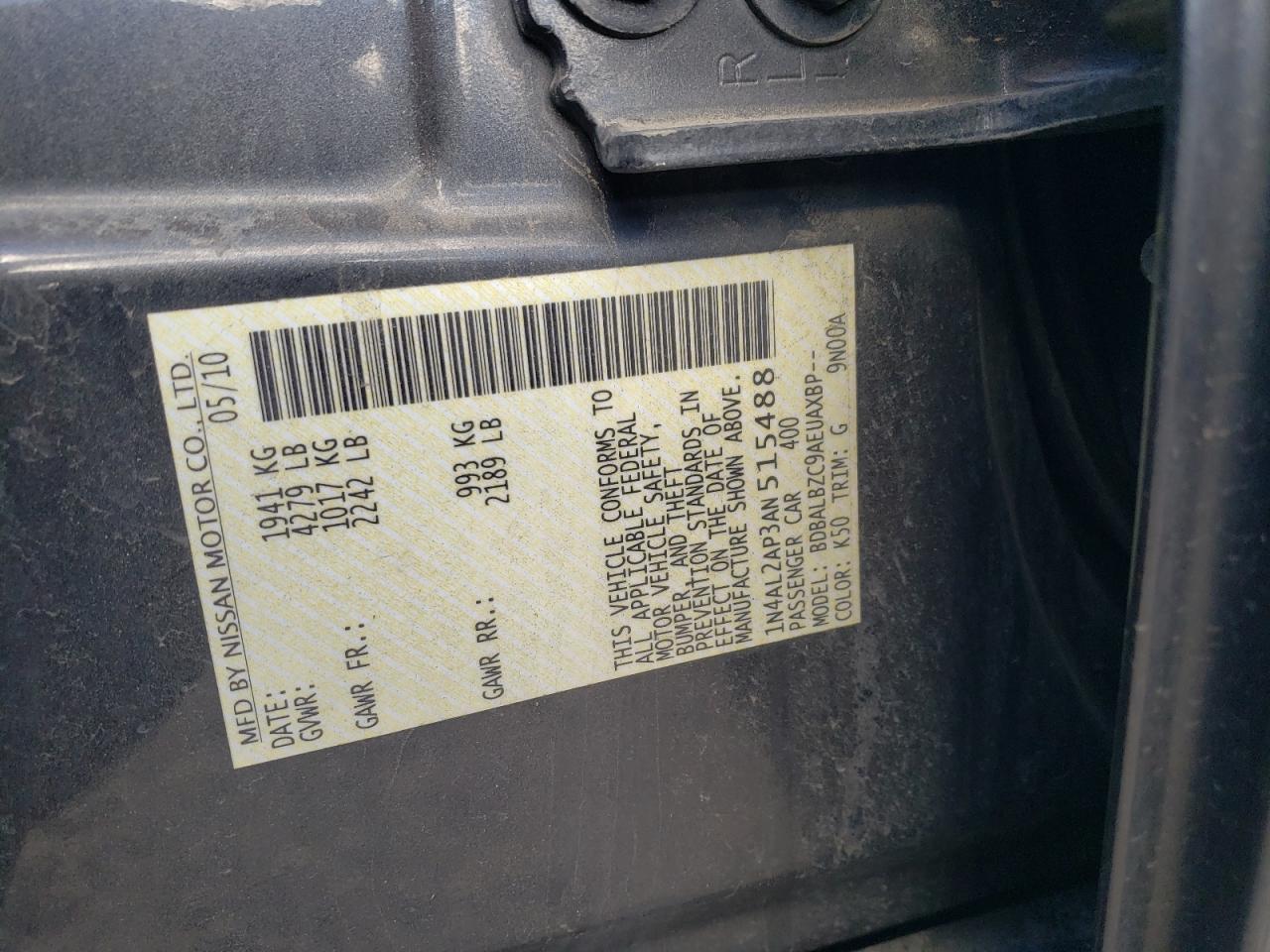 1N4AL2AP3AN515488 2010 Nissan Altima Base