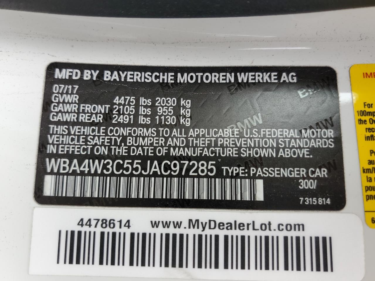 WBA4W3C55JAC97285 2018 BMW 430I