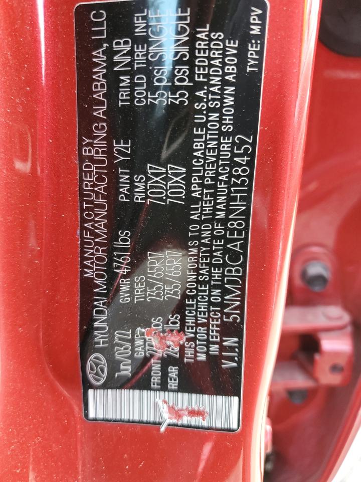 5NMJBCAE8NH138452 2022 Hyundai Tucson Sel