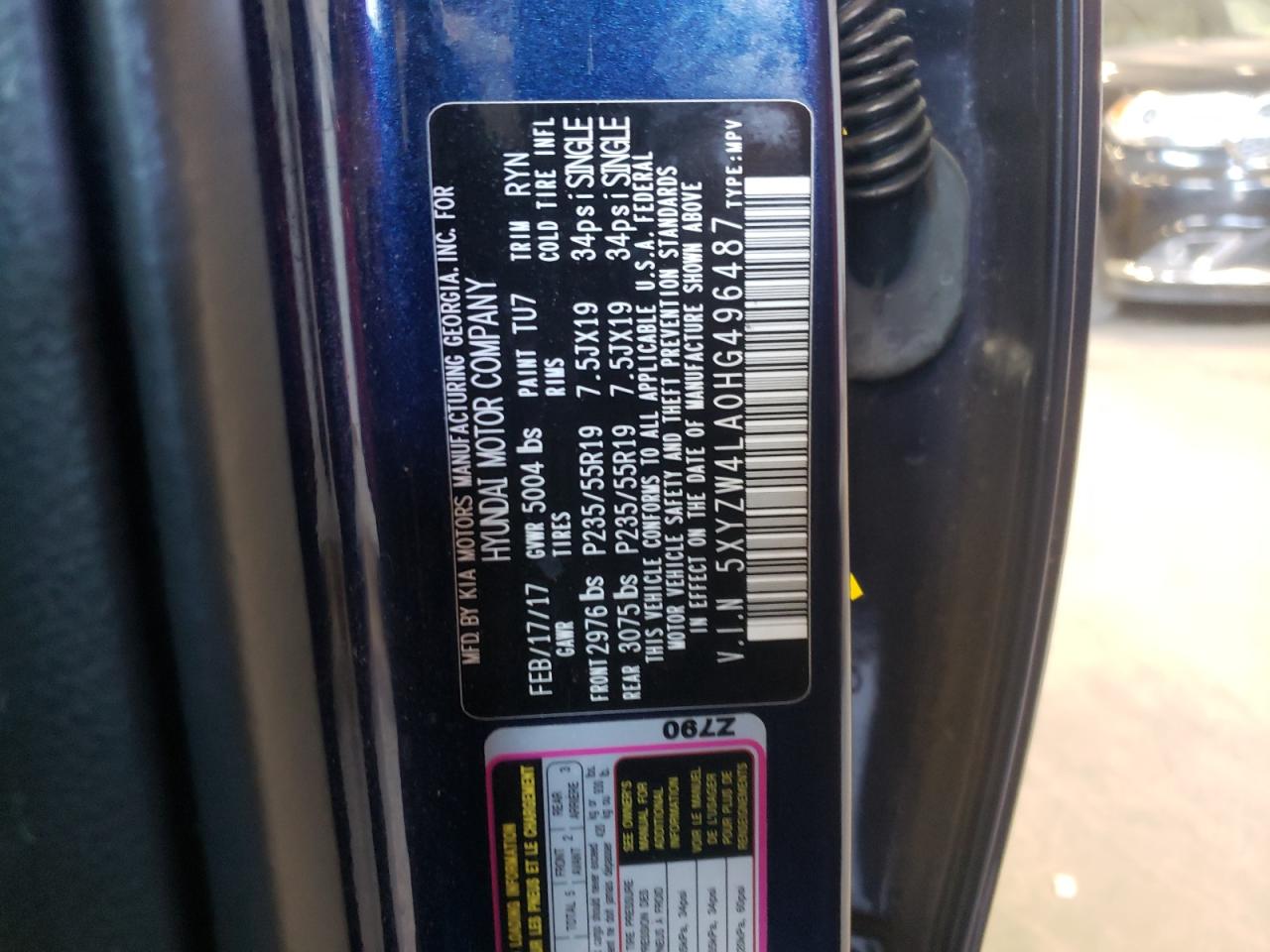 5XYZW4LA0HG496487 2017 Hyundai Santa Fe Sport