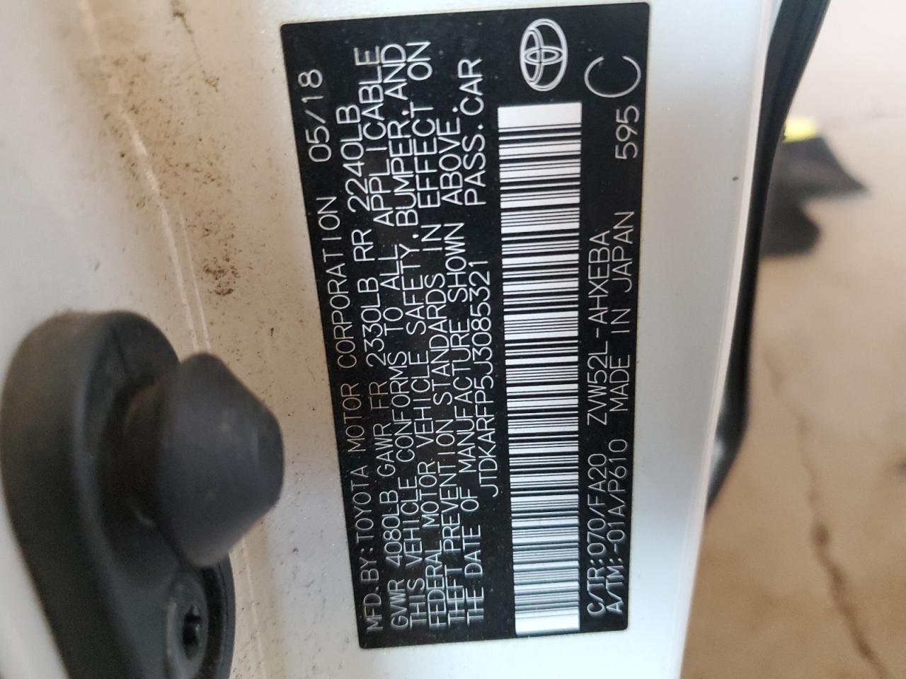 JTDKARFP5J3085321 2018 Toyota Prius Prime